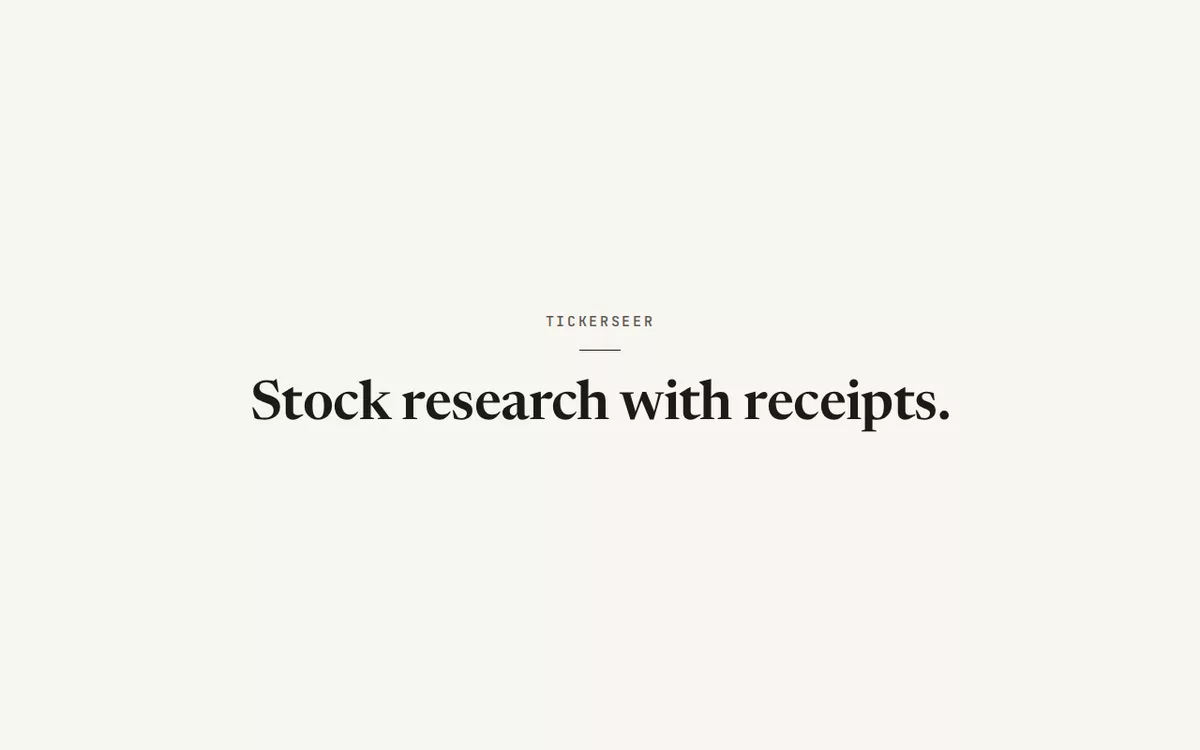 Quick product tour: stock research with receipts, every valuation gets a verdict, catch the catalyst early, every call comes with a receipt, sell puts on names worth owning
